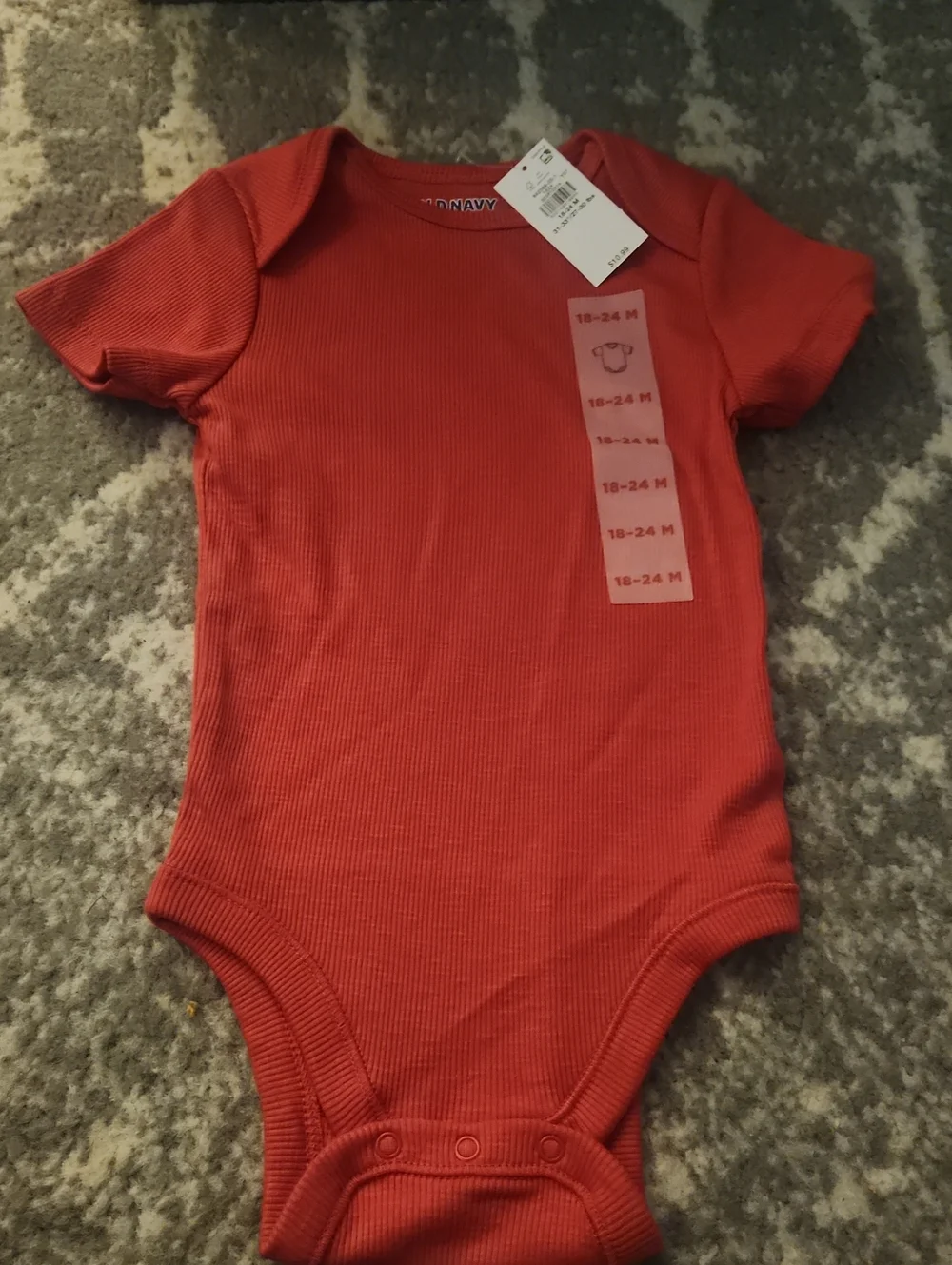 Old Navy Coral-Red Ribbed Baby One-Piece Bodysuit